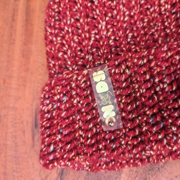 NODS "Vivid Burgundy" Handmade Crotchet Beanie (D-0010) - Picture 2 of 7